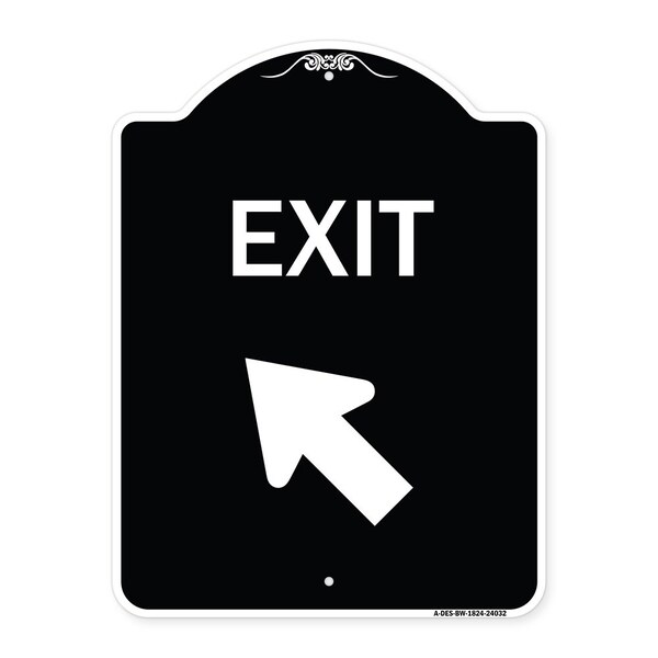 Signmission Exit Exit with Left Arrow Heavy-Gauge Aluminum Architectural Sign, 24" H, 18" L, BW-1824-24032 A-DES-BW-1824-24032 - main